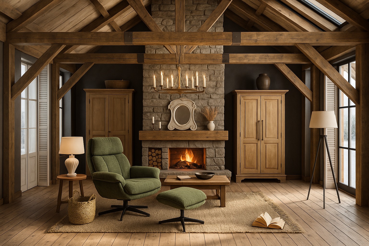 Fauteuil avec pouf R817